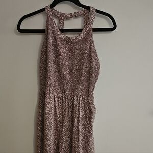 Jessica Simpson Dusty Mauve Floral Tie-Back Midi Dress